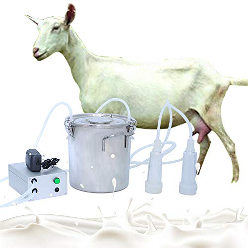Fayelong 7L Melkmaschine Melker Tragbare Elektrische Melkmaschine Vakuum-Pulsation Mit Milchbehälter Aus Edelstahl 2 Zitzenbechern Schlauch In Lebensmittelqualität Laden/Anschließen (Für Schafe)