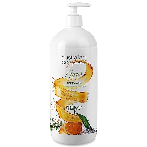 Skin Wash Professional 1000 ml | Teebaumöl + Zitrus Duschgel | Duschgel für den Körper | Macht die Haut weich | Ideal bei unreiner Haut, Pickeln oder vor der Haarentfernung mit Wachs/Rasur