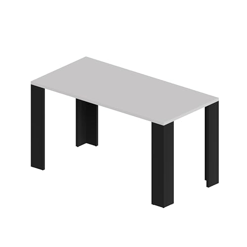 POKAR Esszimmertisch, Esstisch, Küchentisch, Schreibtisch mit Schwarz Tischbeine und 2.5 cm Tischplatte, Weiß, 120 x 80 x 75 cm