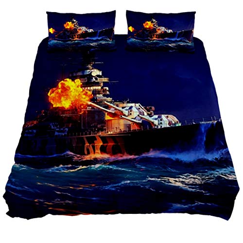 ASIGA World Of Warships Bettwäsche-Set für Damen und Herren, Schlafzimmer, Bettwäsche