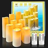 candlesee LED Flammenlos Kerzens of 9 Stück, Wasserdichte batteriebetriebene flackernde Kerze den Außenbereich mit Timer-Fernbedienung für Balkone, Außenlaternen, Innenbereich, Hochzeitsdekorationen