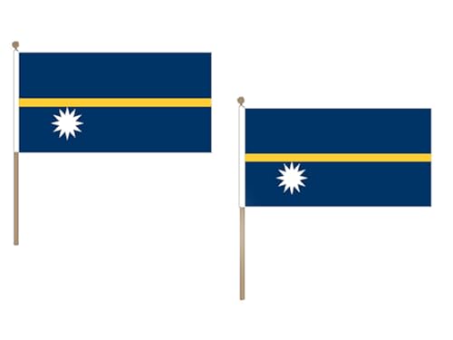 AZ FLAG STOCKFLAGGE Nauru 45x30cm mit holzmast - 10 stück Republik Nauru STOCKFAHNE 30 x 45 cm - flaggen