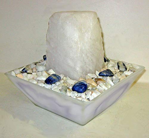 Troester's Brunnenwelt Selina Bergkristall mit Pumpe und Zierkiesel, Quellstein aus echtem Bergkristall, Kleiner Tischbrunnen für zu Hause (Bergkristall)