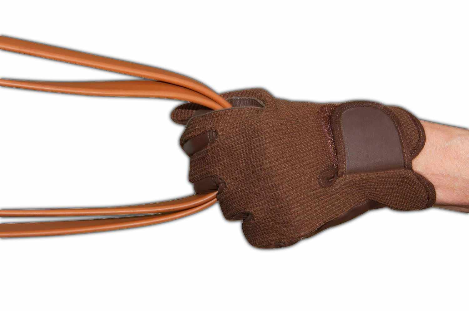 AMKA Leder Fahrhandschuhe mit Elastik-Handrücken und Verstärkungen für die Fahrleine Kutschhandschuh