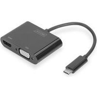 DIGITUS - Externer Videoadapter - USB-C 3,1 - HDMI, VGA - Schwarz (DA-70858)