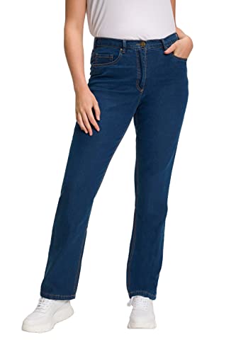 Ulla Popken Große Größen Damen Straight Jeans Regular Fit Stretch, K Blau (Dunkelblau 93), 58 (Herstellergröße: 29)