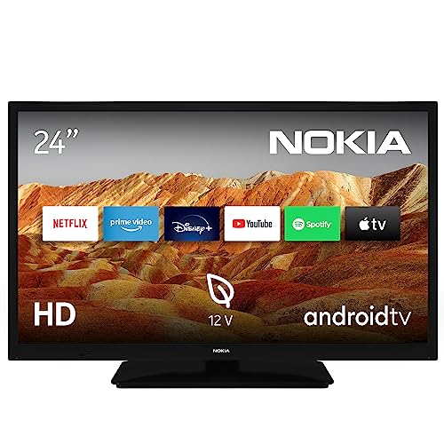 Nokia 24 Zoll (60cm) HD Ready Fernseher Smart Android TV (AV Stereo, WiFi, 12 Volt, Triple Tuner - DVB-C/S2/T2, Netflix, Prime Video, Disney+) HN24GV310C - 2023