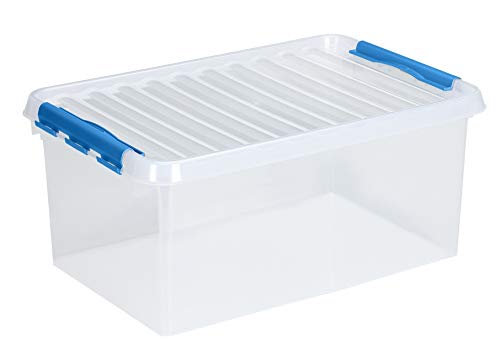 3 x SUNWARE Q-Line Box - 45 Liter - 60 x 40 x 26cm - transparent/blau