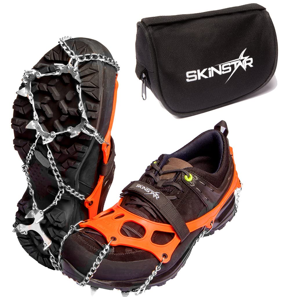 SkinStar Ice PRO Grödel Steigeisen Eisspikes,Schuhkrallen Spikes - Schuh-Ketten zum Wandern - Grödeln Eisspikes
