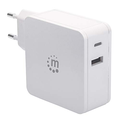 Manhattan 180146 Power Delivery USB-Netzteil 45 W USB-C Power Delivery-Port (PD 3.0) mit bis zu 45 W USB-A Ladeport bis zu 2,4 A weiß