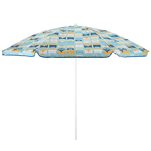 Volkswagen Family, Adjustable Beach Parasol with UV 50+ Protection and Carry Bag - Blue