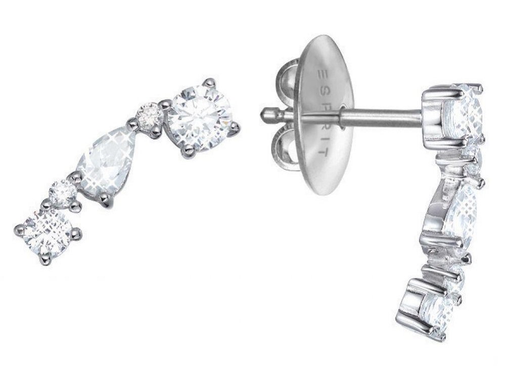 Esprit Damen-Ohrhänger Diadem 925 Silber rhodiniert Zirkonia weiß Rundschliff 1.5 cm - ESER92990A000