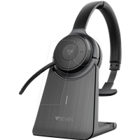 V7 HB605M Mono Bluetooth Wireless Headset mit Mikrofon und abnehmbarem Bügel für PC, MAC, iPhone, Android, Bluetooth 5.0, Microsoft Teams, Zoom, Google Voice, Skype