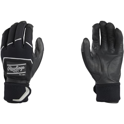 Rawlings Adult Workhorse Baseball Batting Glove w/Compression Strap, X-Large, Black