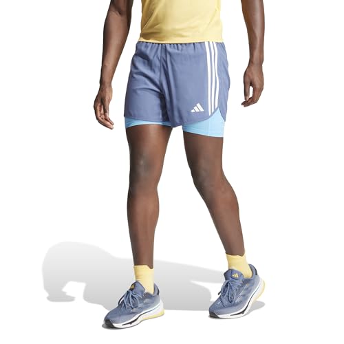 adidas - Own The Run 3-Stripes 2in1 Shorts - Laufshorts Gr L lila/blau