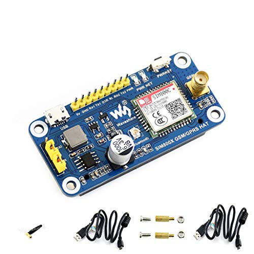 Waveshare Raspberry Pi GSM/GPRS/Bluetooth HAT Based SIM800C Support SMS, GPRS, DTMF, HTTP, FTP, MMS, email for Band GSM 850/EGSM 900/DCS Compatible All Version of Pi/Jetson Nano