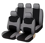 Veshow 9-teiliges Autositzbezüge-Set, universelle Passform, kompletter Sitzschutz, Reifenspuren, Autositzzubehör (Grau)