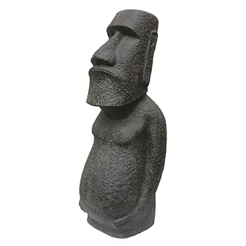 STONE art & more Moai, Osterinsel-Figur mit Körper, 100 cm, Steinfigur, Garten-Deko, schwarz antik, frostfest