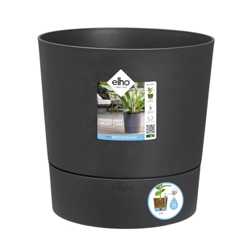 Elho Greensense Aqua Care Rund 30 - Blumentopf für Innen & Außen - Ø 29.5 x H 29.1 cm - Grau/Holzkohlengrau