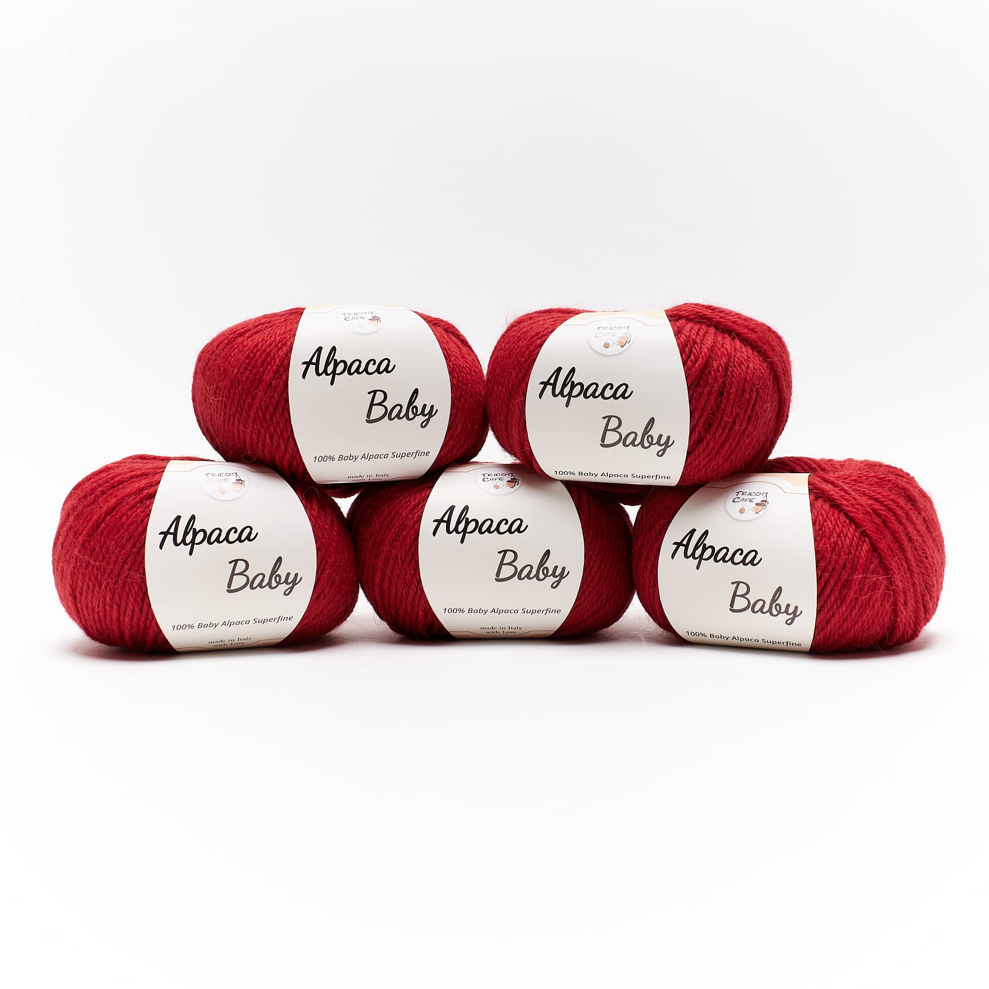 Tricot Cafè - Alpaca Baby - Garn Baby Alpaca Superfine atmungsaktiv, wasserabweisend, strapazierfähig und elastisch für Nadel/Häkelnadeln: 4.00/4.50 25 g - Rot