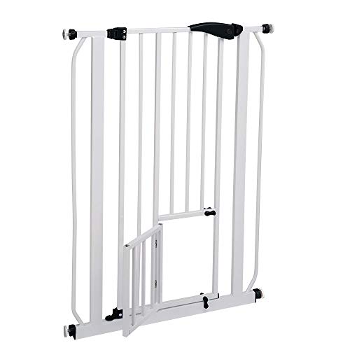 Ferplast 73300411 Absperrgitter mit Türe, Pet Gate für Hunde und Katzen, Maße: 73 x 105 cm, weiß