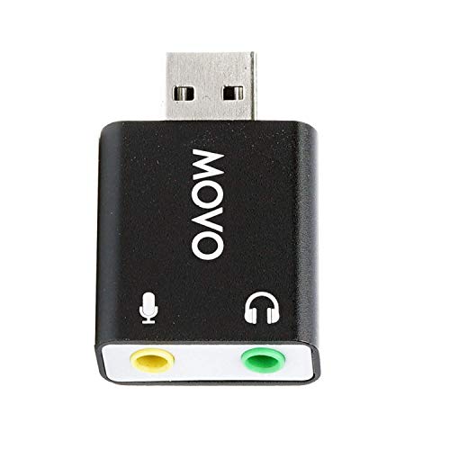 Movo USB AC 3,5 mm TRS Mikrofon auf USB 2.0 Stereo Audio Externer Soundkarten-Adapter für PC und Mac. USB-Soundkarten-Adapter für Computer oder Laptop, konvertiert USB-Eingang auf 3,5 mm TRS Kopfhörer oder Mikrofonbuchse