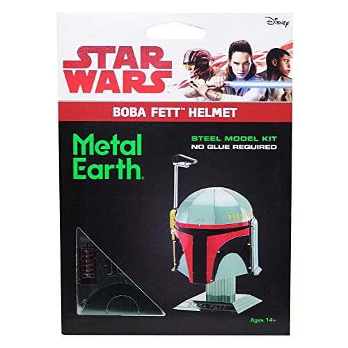 Fascinations MMS315 - Metal Earth 502776 - Star Wars Helmet Boba Fett, lasergeschnittener 3D-Konstruktionsbausatz, 2 Metallplatinen, ab 14 Jahren