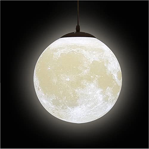 Hängelampe Mond Led Pendellampe 3D Gedruckte Mondlampe für Schlafzimmer, Hängelampe E27 Lampenfassung Deckenleuchte Mondlicht für Zuhause, Büro, Bars und Cafés (30cm)
