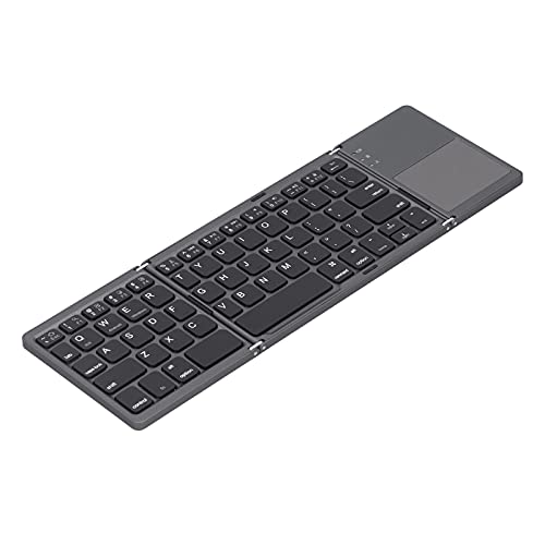 Estink Klappbare Bluetooth-Tastatur, Tragbare, Ultradünne, Faltbare Tastatur, Eingebauter Akku Wiederaufladbares Kabelloses Bluetooth, mit Touchpad(schwarz)