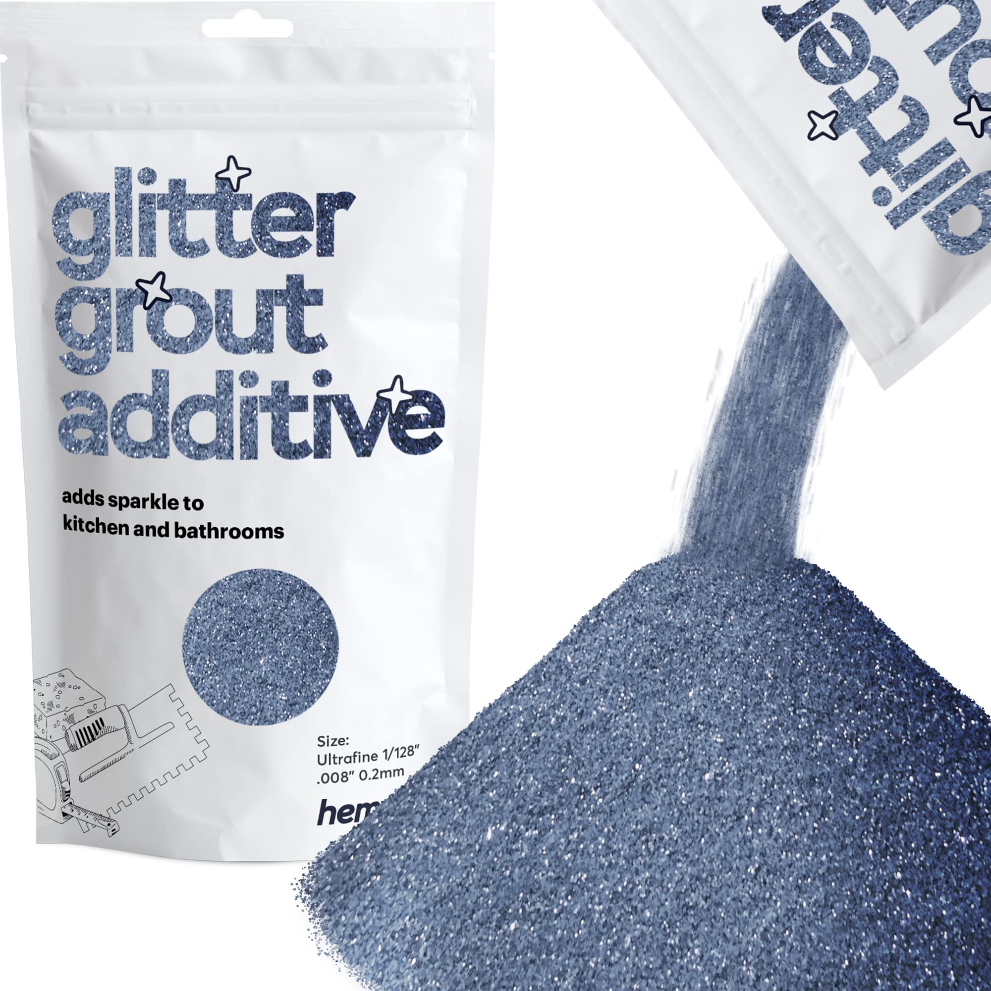 Hemway Glitter Grout Additiv (Ultrafein 1/128" 0,008" 0,2 mm) Grout Tile Additive Fliesen Bad Nassraum Küche - Azure Blue - 100g