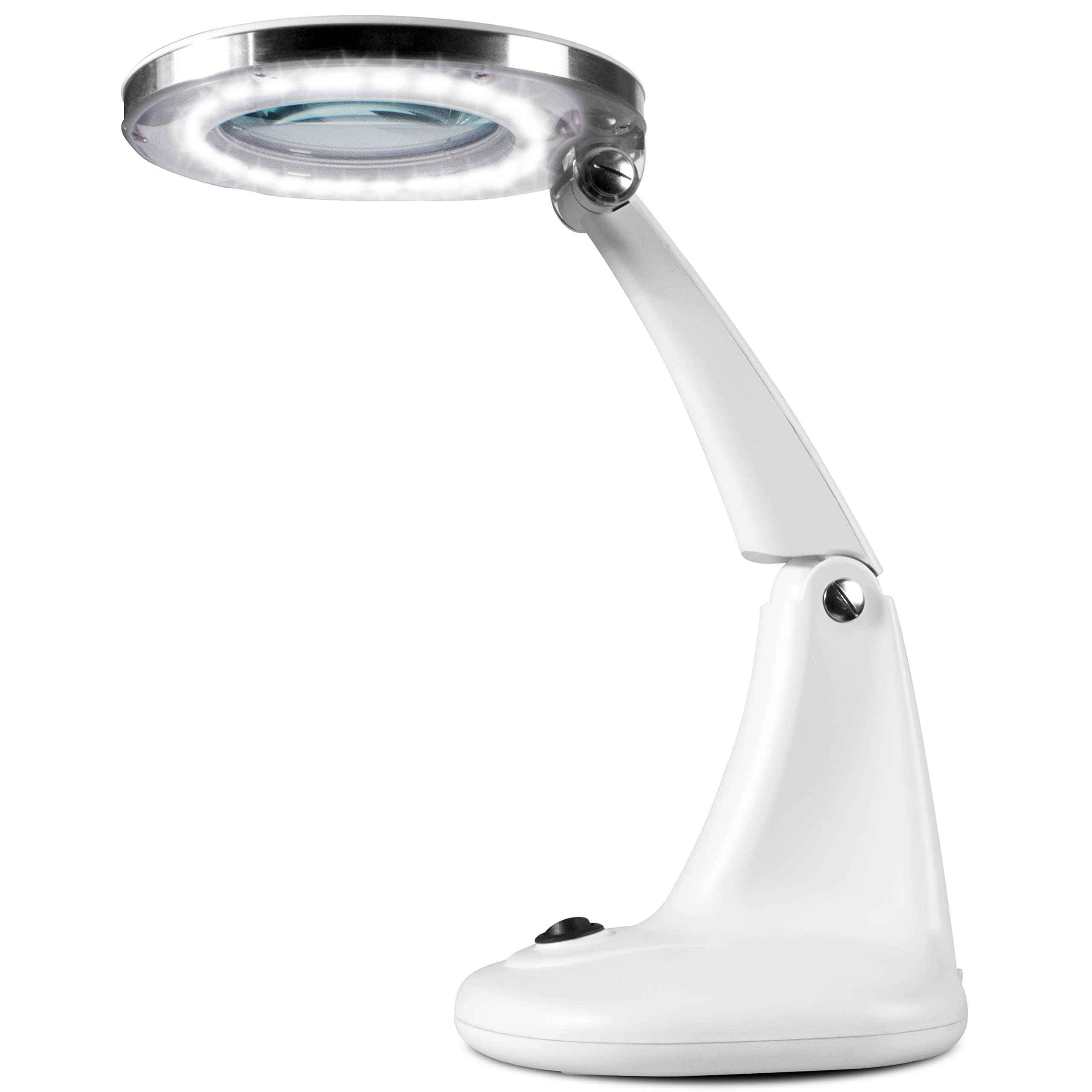 Fysic FL-30LED - Lupenlampe - Tischlupe mit Licht LED - Tischlampe mit Lupe - für Handwerkliche Arbeiten Lesen,Nähen,Hobbys,Arbeit,Sehschwäche - Weiß
