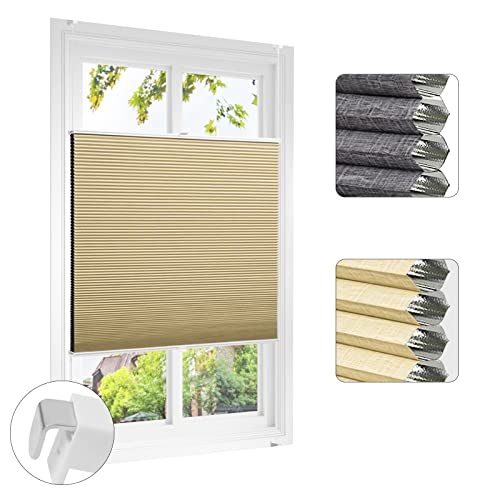 EUGAD Wabenplissee ohne Bohren Klemmfix Doppelplissee Verdunklung Thermo Zweifarbig Beige-Weiß 85x100 cm Plissee Faltrollo 100% Blickdicht, Sonnenschutz & Schallschutz Plisseerollo für Fenster & Tür