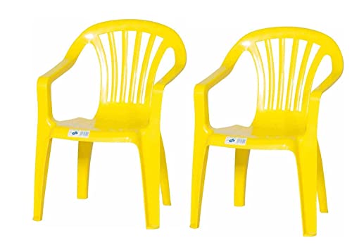 hLine Kinder Gartenstuhl Stapelsessel Sessel Stuhl für Kinder in/Out (2 Stück gelb)