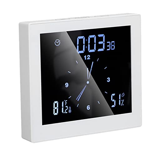 CHICIRIS Duschuhr, Badezimmer Uhr Ständer hängend 5 Zoll Bildschirm Saugnapf Design Luftfeuchtigkeit Temperatur Uhr für Innen/Außen(Weiß)