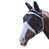 Shires New Fine Mesh With Ears Fly Mask Pony Black Orange
