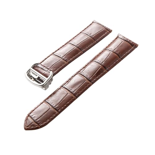 INEOUT Leder-Uhrenarmband, Erste Schicht, Rindsleder, Kompatibles Cartier Tank London-Uhrenarmband, Herren- Und Damenarmband-Zubehör (Color : Brown, Size : 16mm)