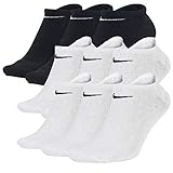 Nike Sneakersocken Socken 9 Paar Weiß Grau Schwarz Herren Damen Füßling SX2554, Farbe:schwarz/weiss/weiss, Socken Neu:34-38