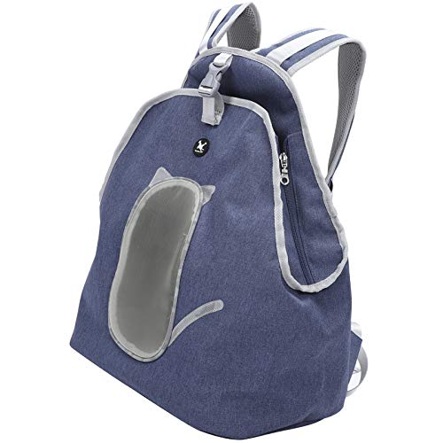 Pet Carrier, Cat Travel Bag Rucksack Atmungsaktive Dog Front Bag Verstellbarer Gurt Cat Travel Safety Bag Outgoing Carrier Safe Basket für kleine Hunde Katzen[Blau] Autotransportboxen