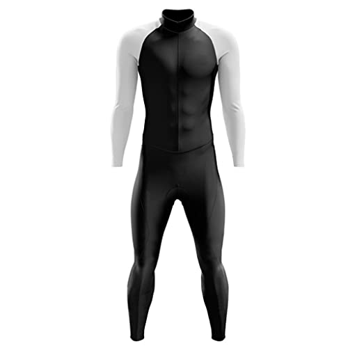 Herren Jersey Triathlon Set Triathlon Skinsuit Langarm Langarm Hülse Hosen Einteiler Geschwindigkeitsanzug Pro Team Uniform MTB. Passen GEL Pad (Color : B, Size : 4X-Large)
