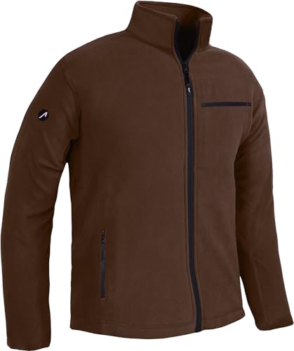 ACE Fleece-Jacke - warme Outdoor-Jacke für Männer - Herren-Jacke ohne Kapuze - Reißverschluss & drei Taschen - Braun - S