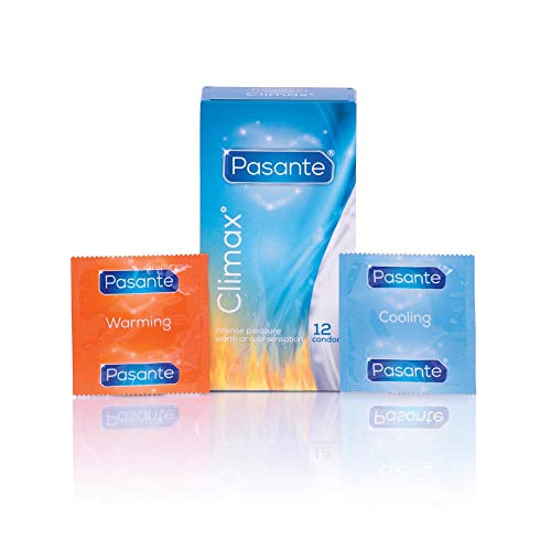 Pasante Climax Sparpack 5x12 Kondome (30x wärmende Kondome, 30x kühlende Kondome mit Rippen)
