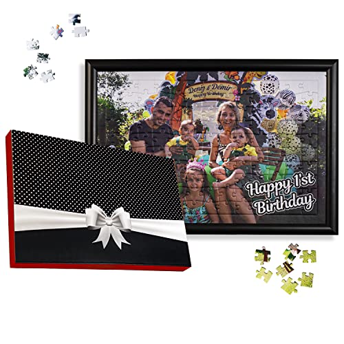 Foto-Puzzle inkl. hochwertiger Geschenkbox mit Rahmen eigenem Foto Bedrucken Puzzel selber gestalten Individuelles Puzzle zum Geschenkidee für Erwachsene Kinder (Schwarz Rahmen 130 Teile)