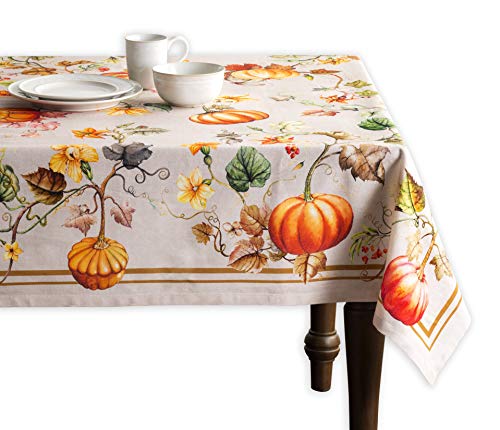 Maison d' Hermine Potiron 100% Baumwolle Tischdecke für Küche | Abendessen | Tischplatte | Dekoration Parteien | Hochzeiten | Thanksgiving/Weihnachten (Rechteck, 140cm x 180cm)