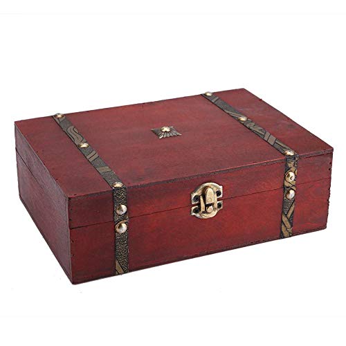 Lazmin Retro Holzkiste, altmodische antike Schmuckkosmetik Aufbewahrungsbox mit Deckel, Geschenken und Dekoration