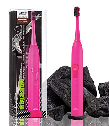 Megasmile Sonic Black Whitening II Schallzahnbürste Pink, Elektrische Zahnbürste, mit Timer, Aktivkohle ACP Whitening Wirkung