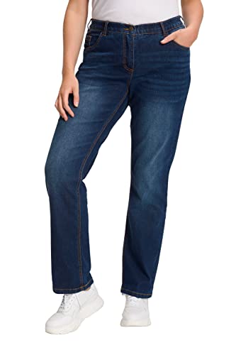 Ulla Popken Damen Mandy, 5-Pocket, Komfortbund, gerades Bein Straight Jeans, (schwarz 10), (Herstellergröße:58)