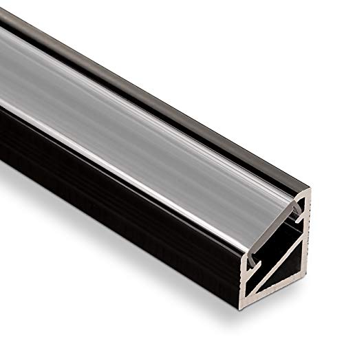 10 Stück LED Profil-66 Eckprofil schwarz mit opaler Abdeckung 2000 x 14,5 x 16,5 mm von SO-TECH®
