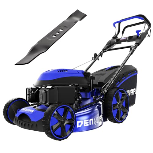 DENQBAR Benzin-Rasenmäher DQ-R51E, 8-in-1, 51 cm Schnittbreite, Mulcher, Mäher, Radantrieb mit GT Getriebe, Grasfangkorb 65 L, Schnitthöhe 25-75 mm, inklusive Ersatzmesser