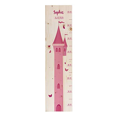 Striefchen® Messlatte für Kinder mit Namen aus Holz für Kinderzimmer mit niedlichen Motiven Messleiste Prinzessinnen-Turm
