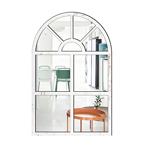 CULASIGN Wandspiegel mit Fensteroptik, 27x42cm, Vintage Bogen Spiegel Fensterspiegel Dekospiegel Dekorativer Hängespiegel für Flur, Schlafzimmer, Wohnzimmer (Weiß,MZ422)